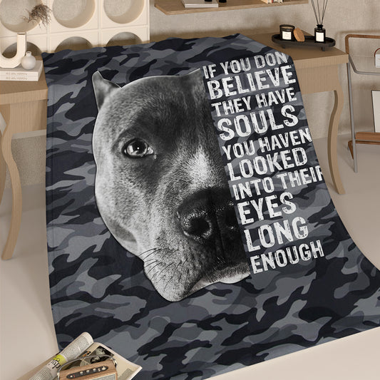 Black Dog Printed Flannel Throw Blanket Gray Camouflage Pattern