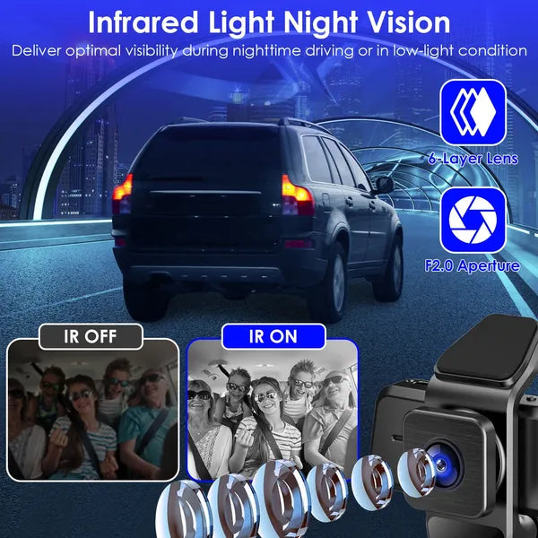 1080P FUD 3 Channel WiFi Dash Cam 170° Wide Angle