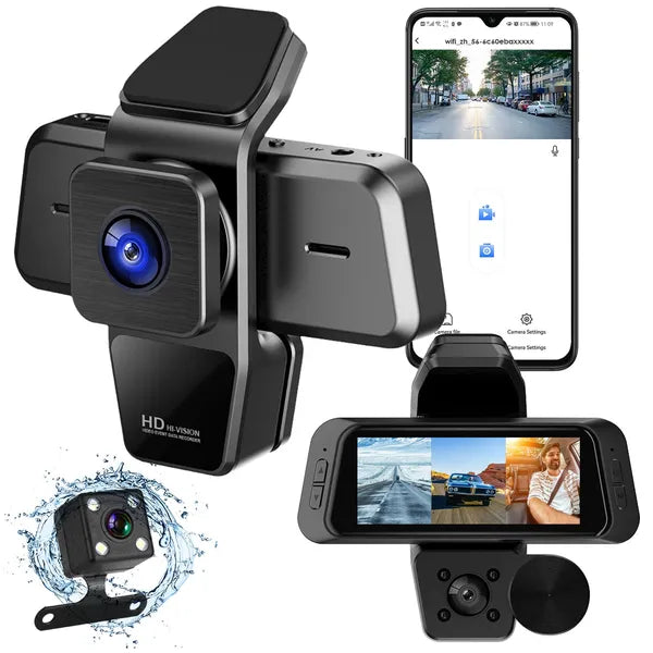 1080P FUD 3 Channel WiFi Dash Cam 170° Wide Angle
